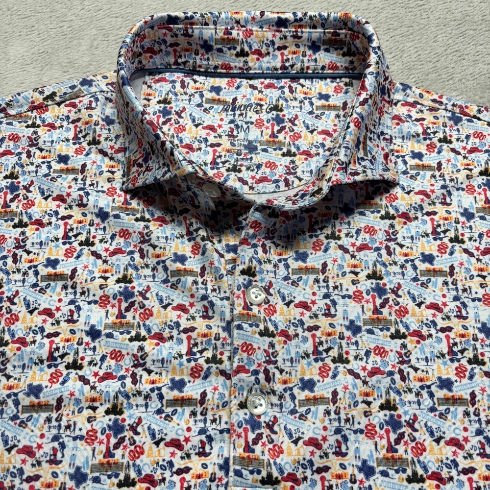 Johnnie-O Shirt Don't Mess with Texas Print Mens M Performance Golf Polo UPF 50
